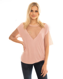 Clean and Elegant pink top that flatters the body.